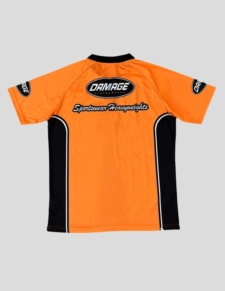 DAMAGE T-shirt performance zip tee nero / arancione